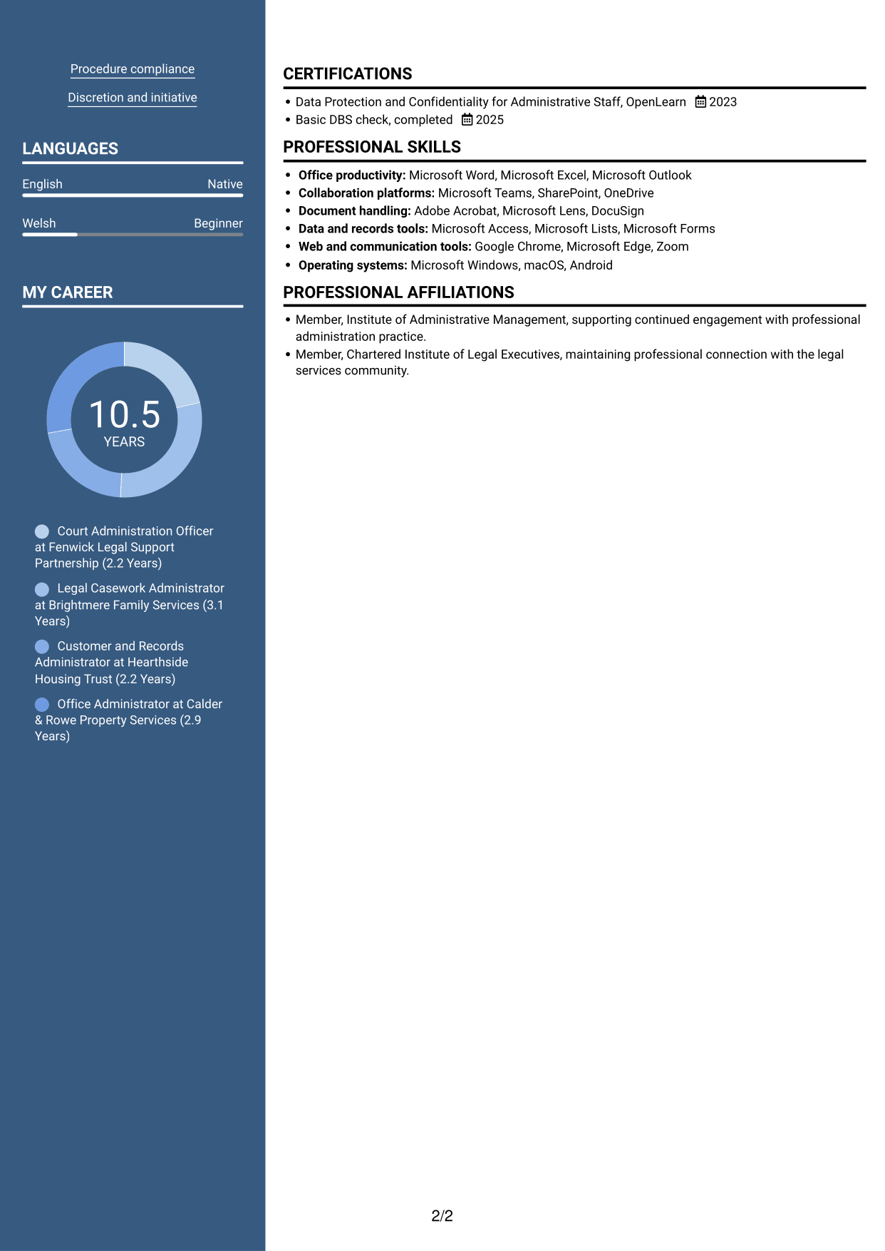 CV example — page 2