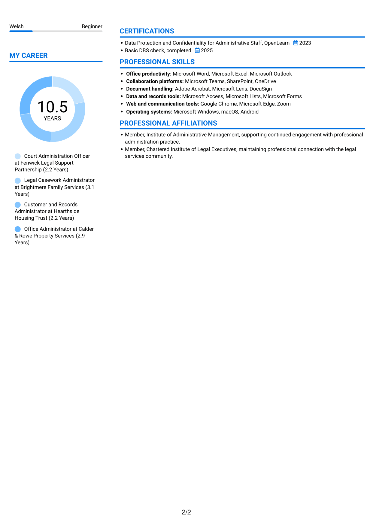 CV example — page 2