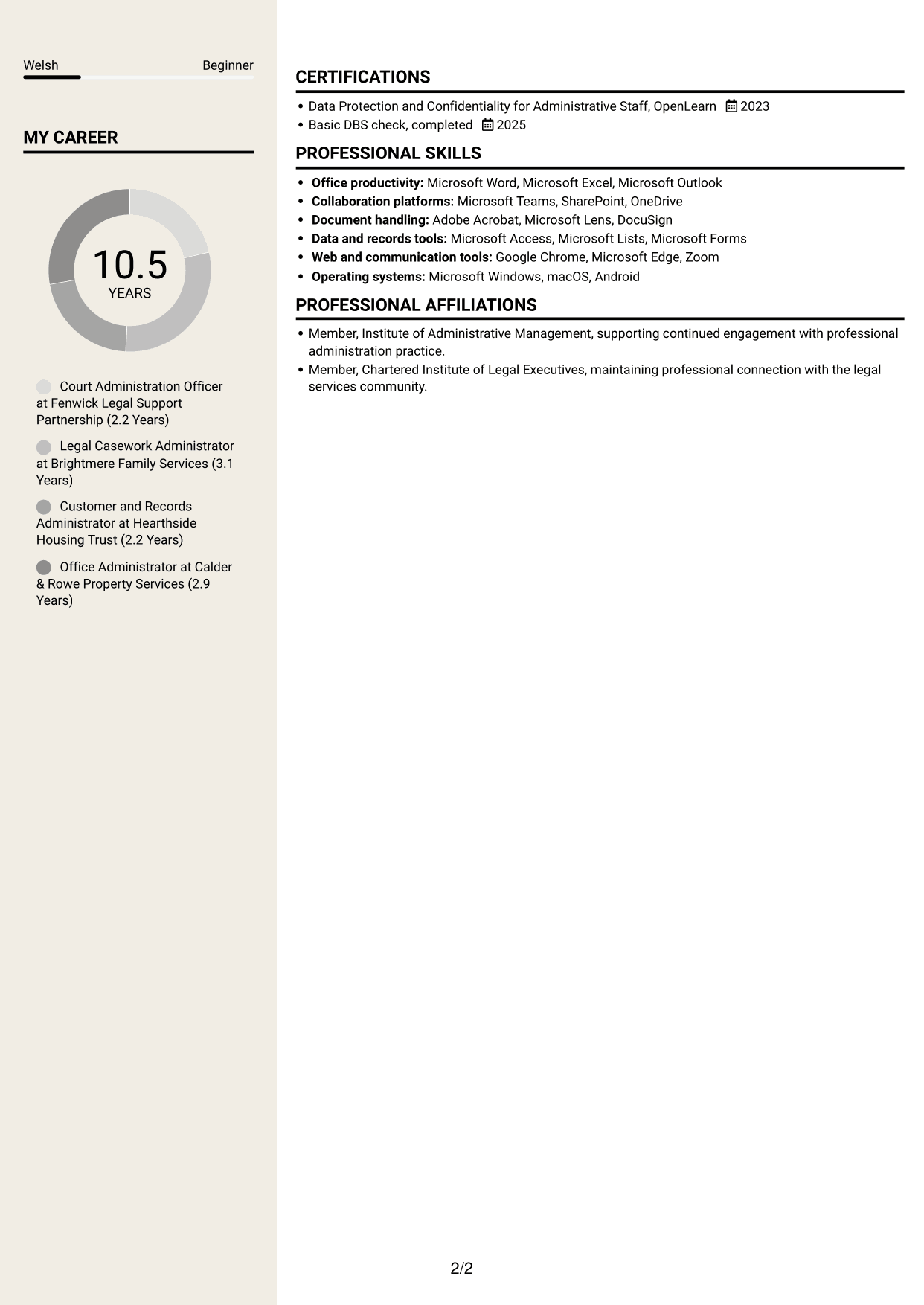 CV example — page 2