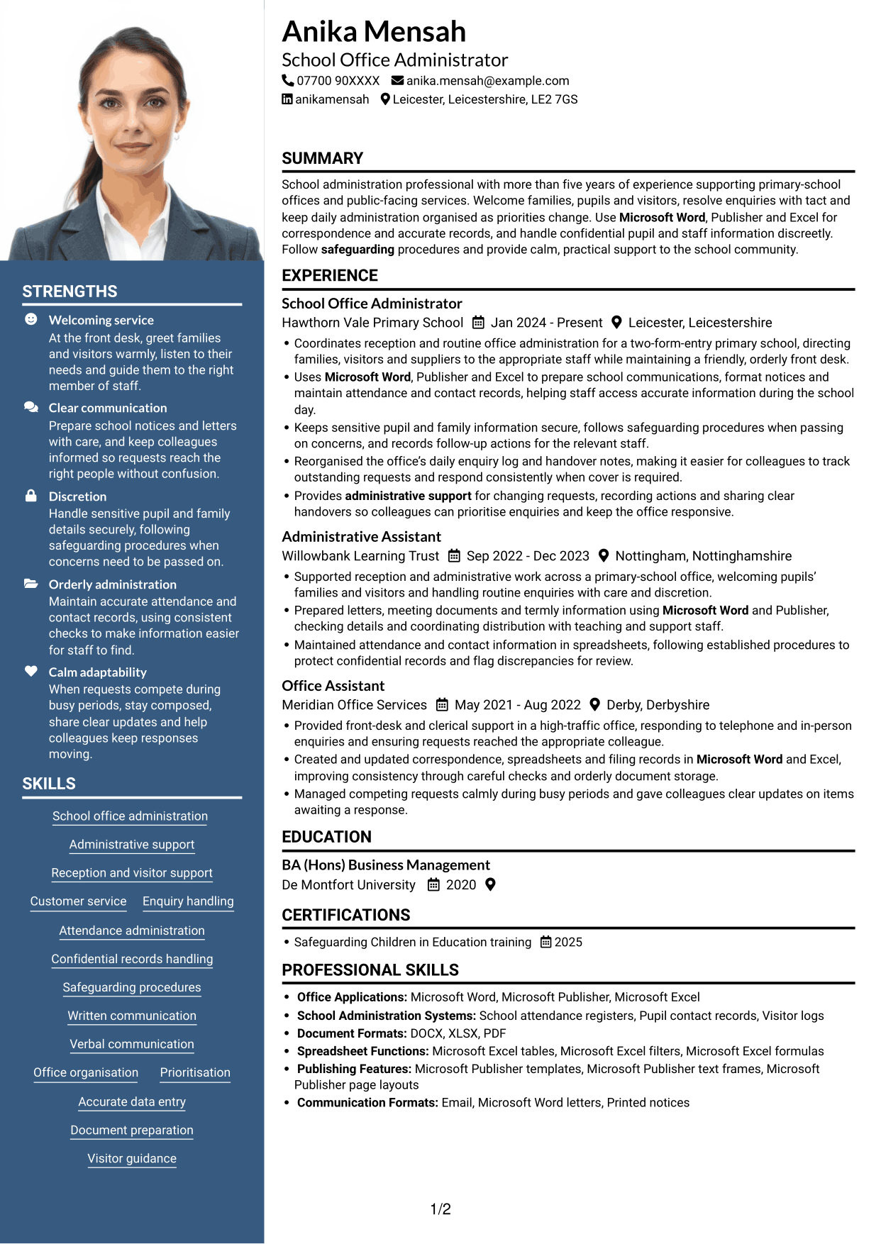 CV example — page 1
