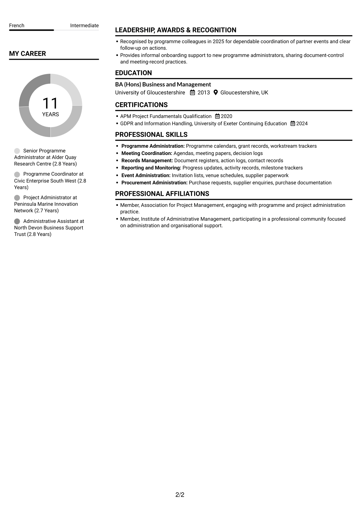 CV example — page 2