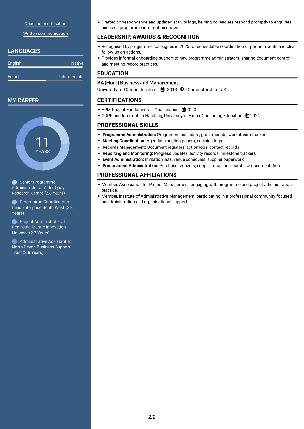 CV example — page 2