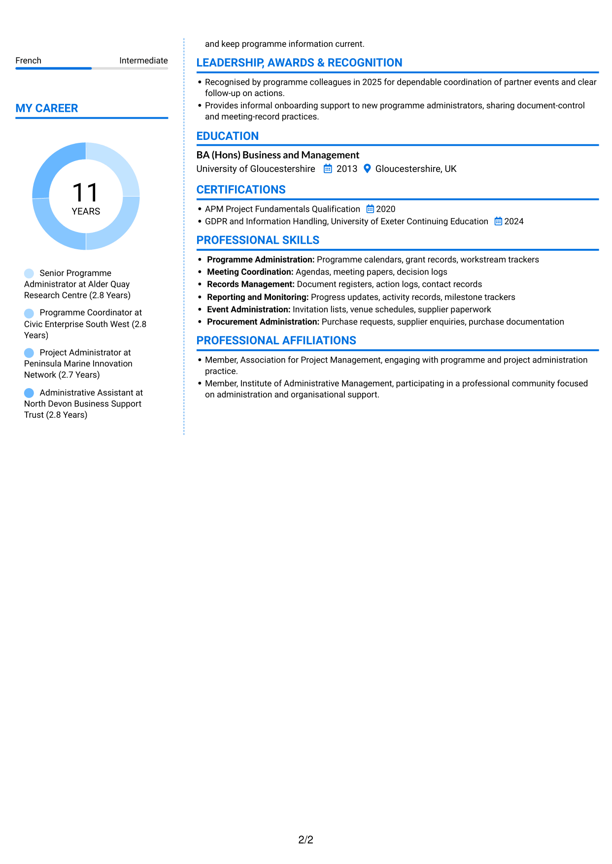 CV example — page 2