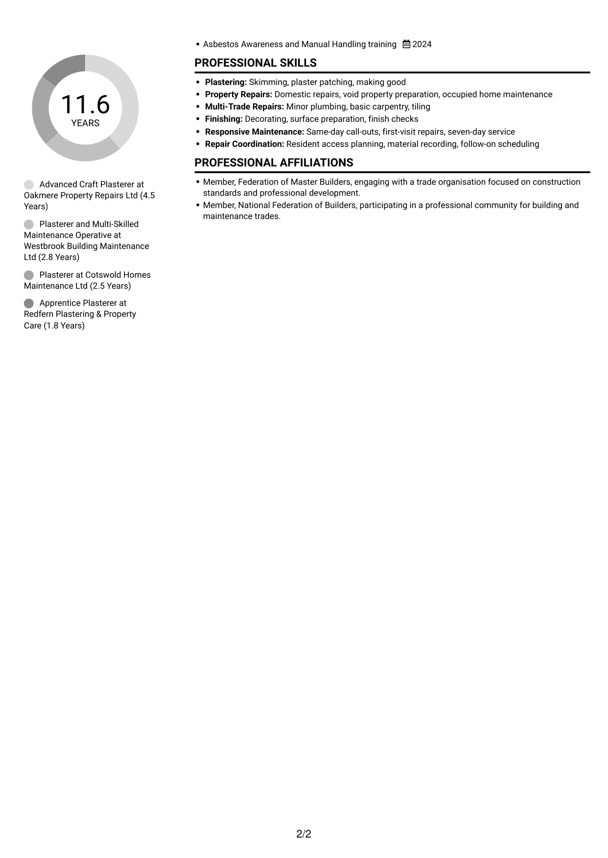CV example — page 2