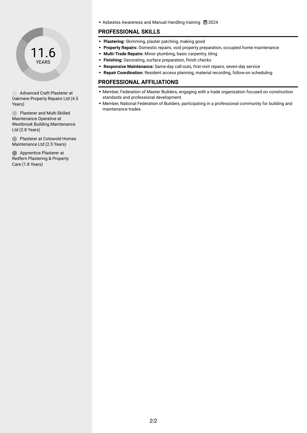 CV example — page 2