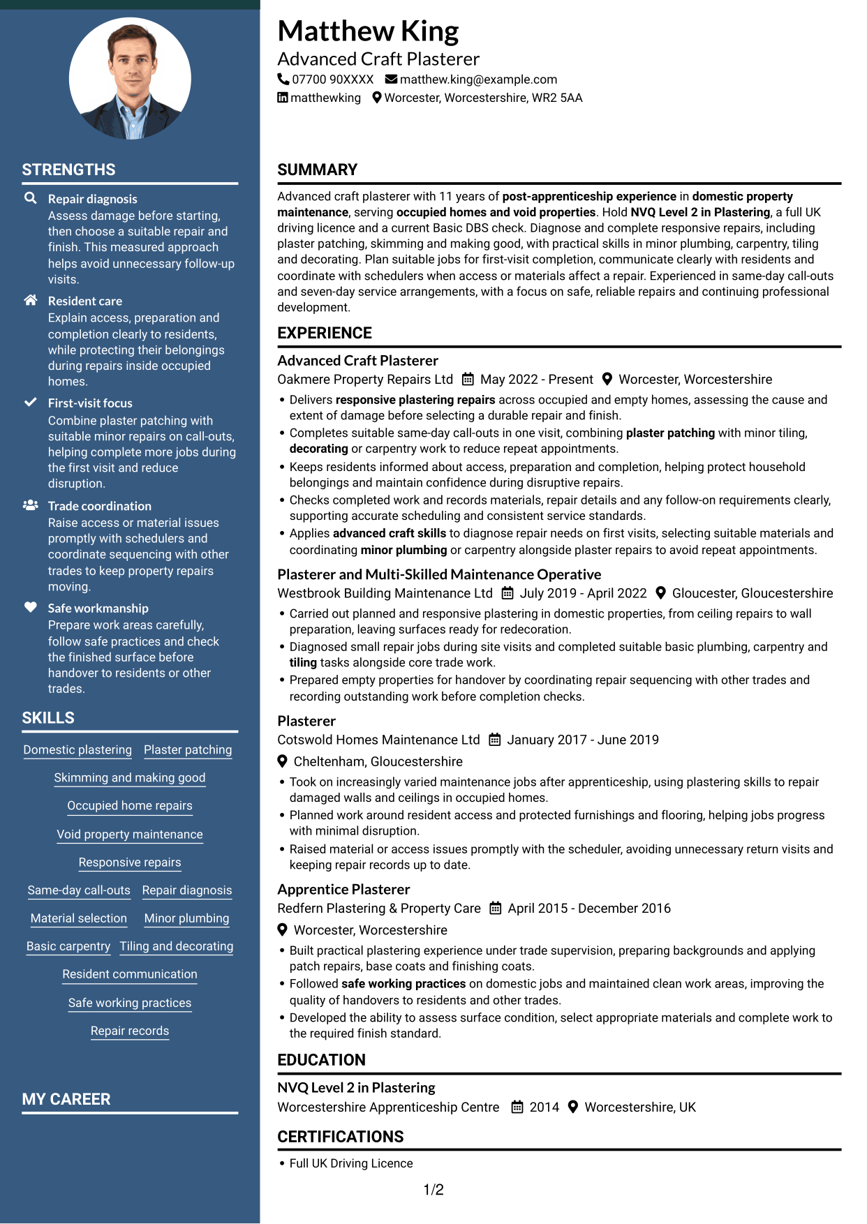 CV example — page 1