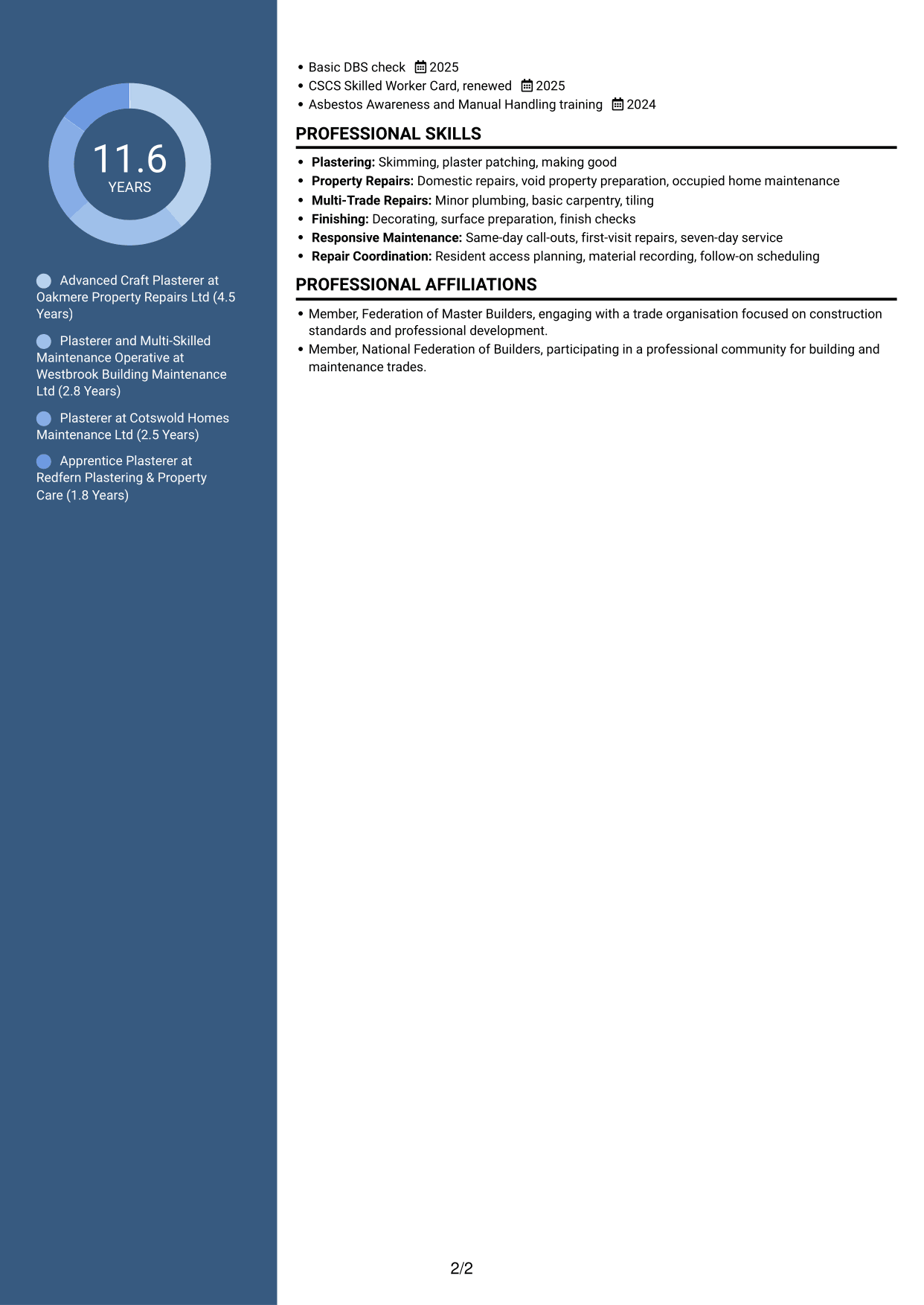 CV example — page 2