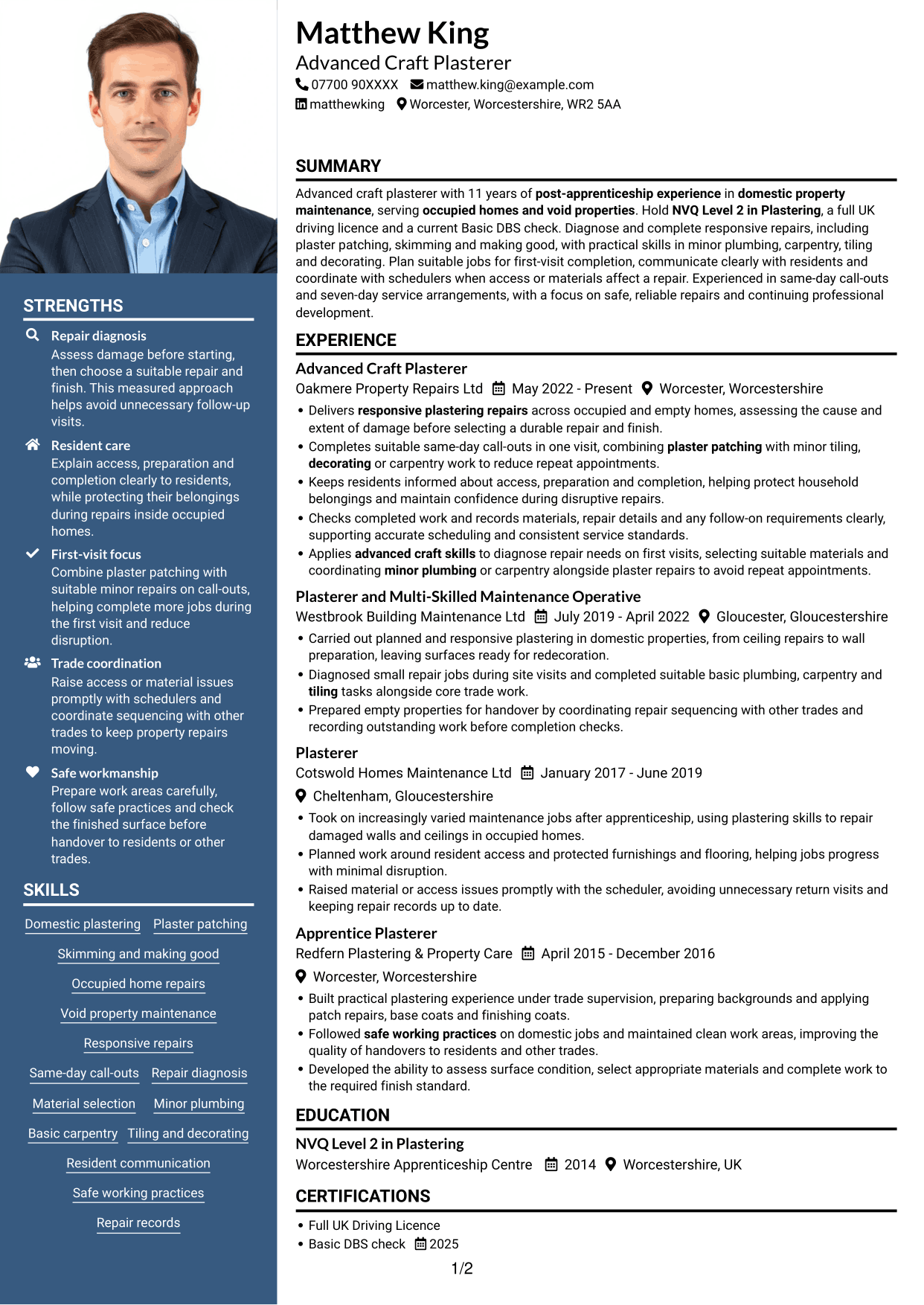 CV example — page 1