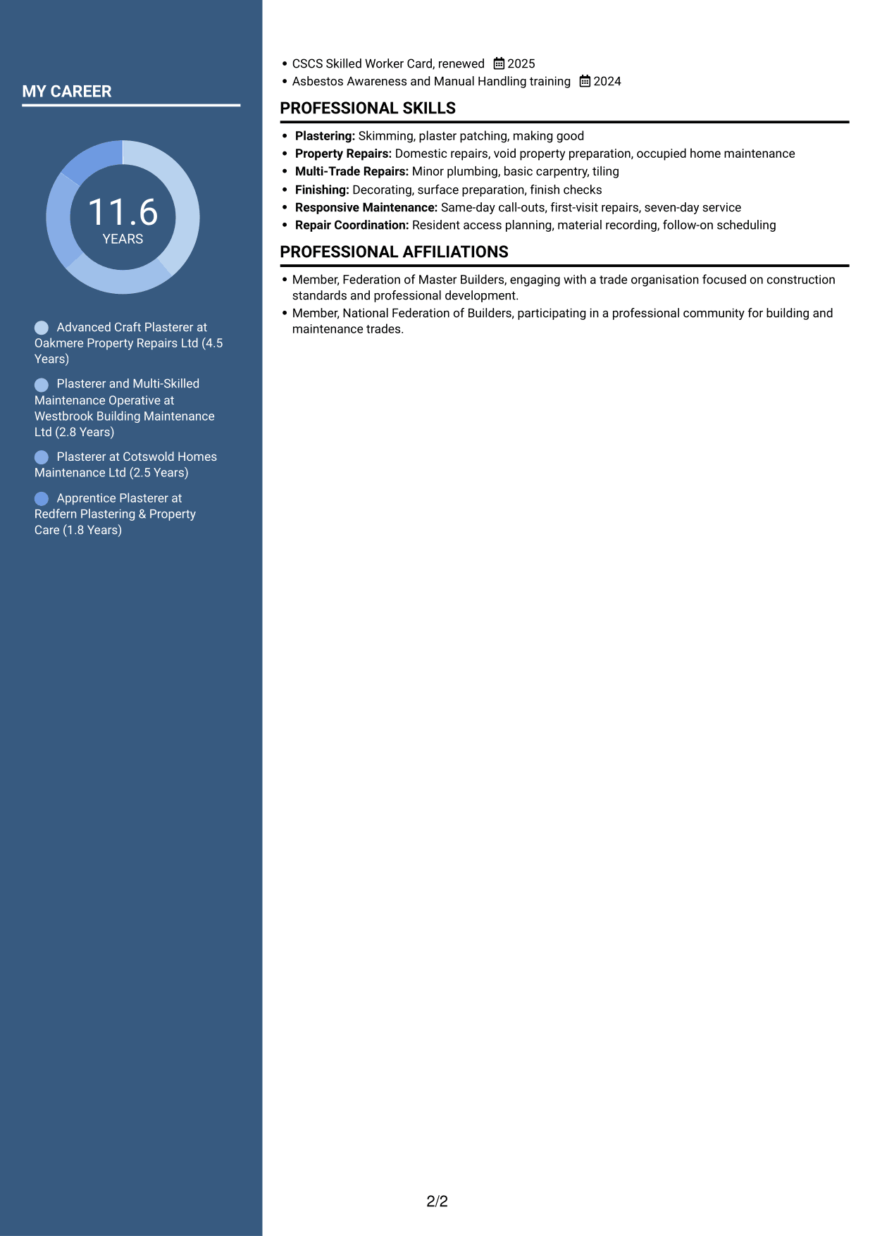 CV example — page 2