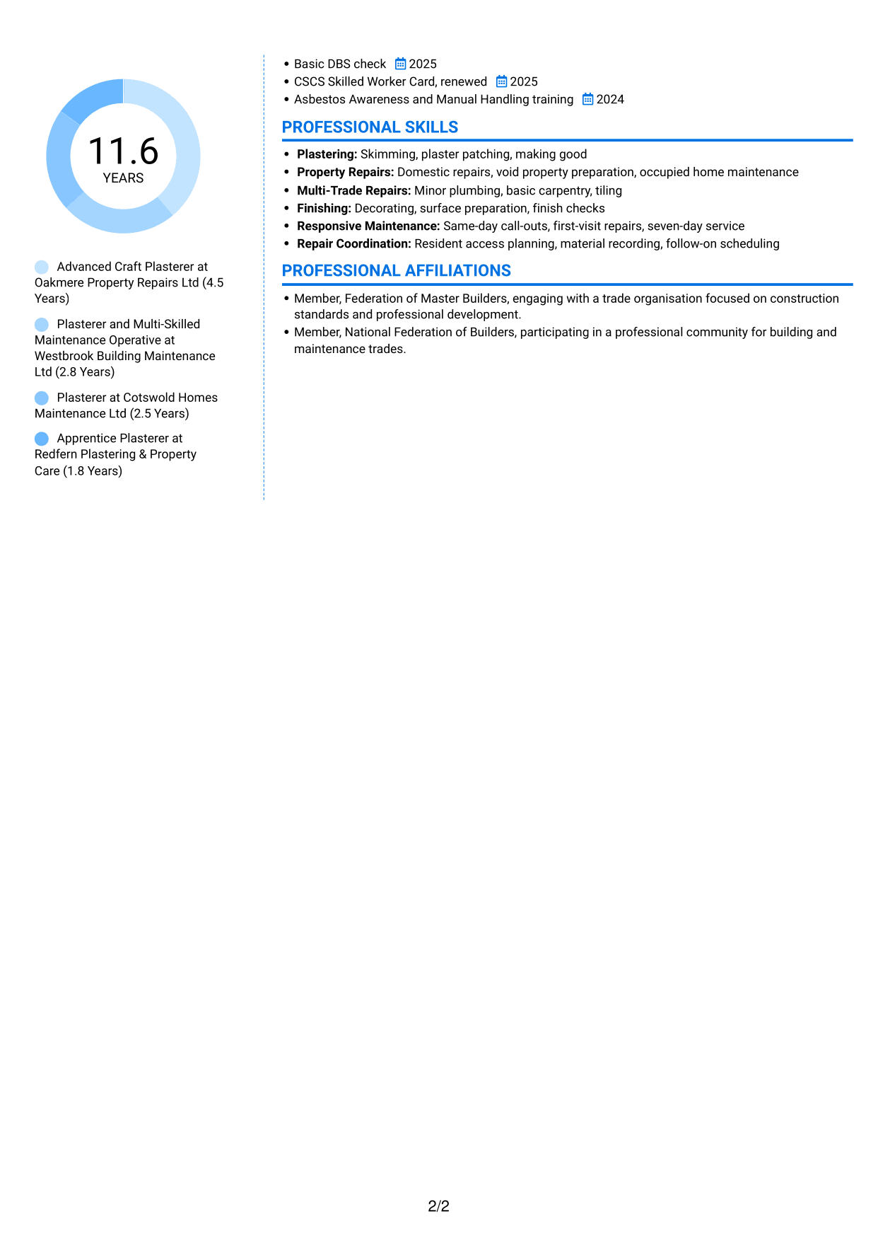 CV example — page 2