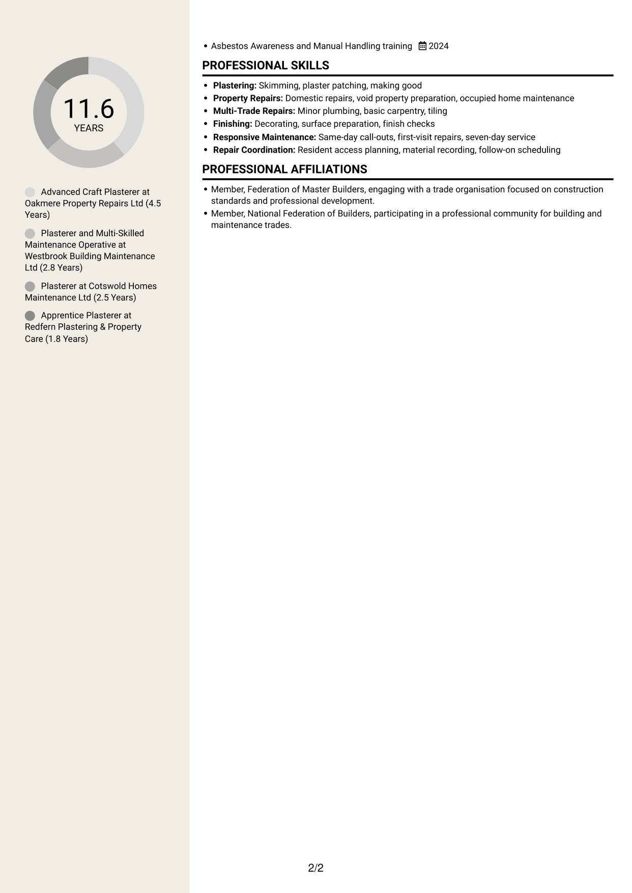 CV example — page 2