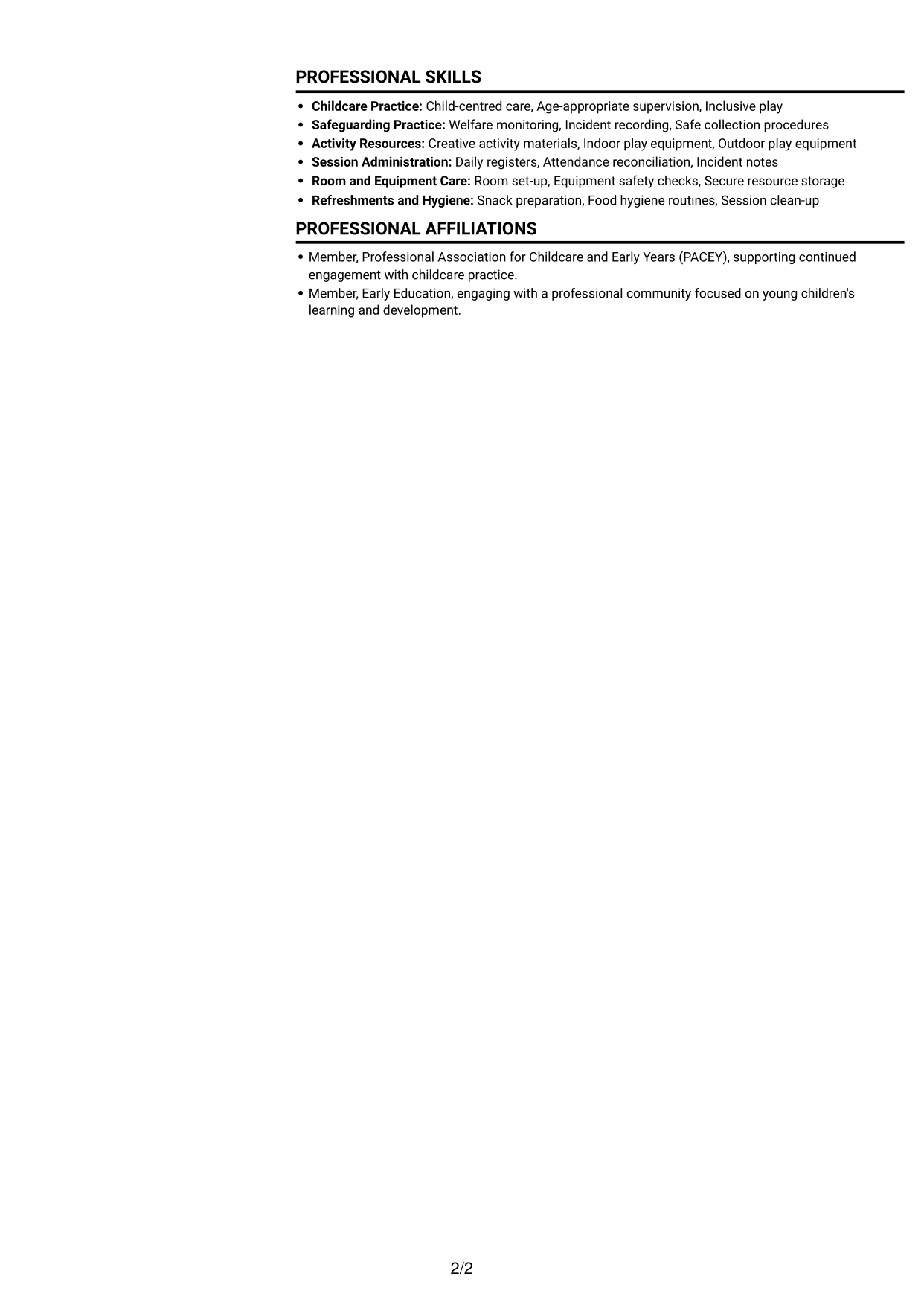 CV example — page 2