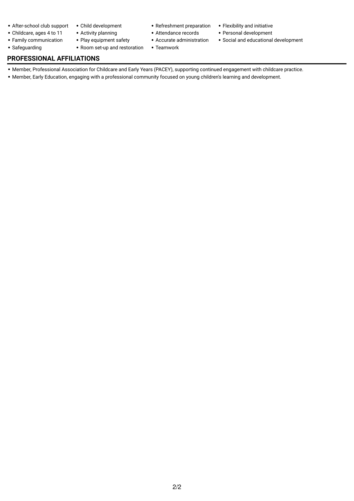 CV example — page 2