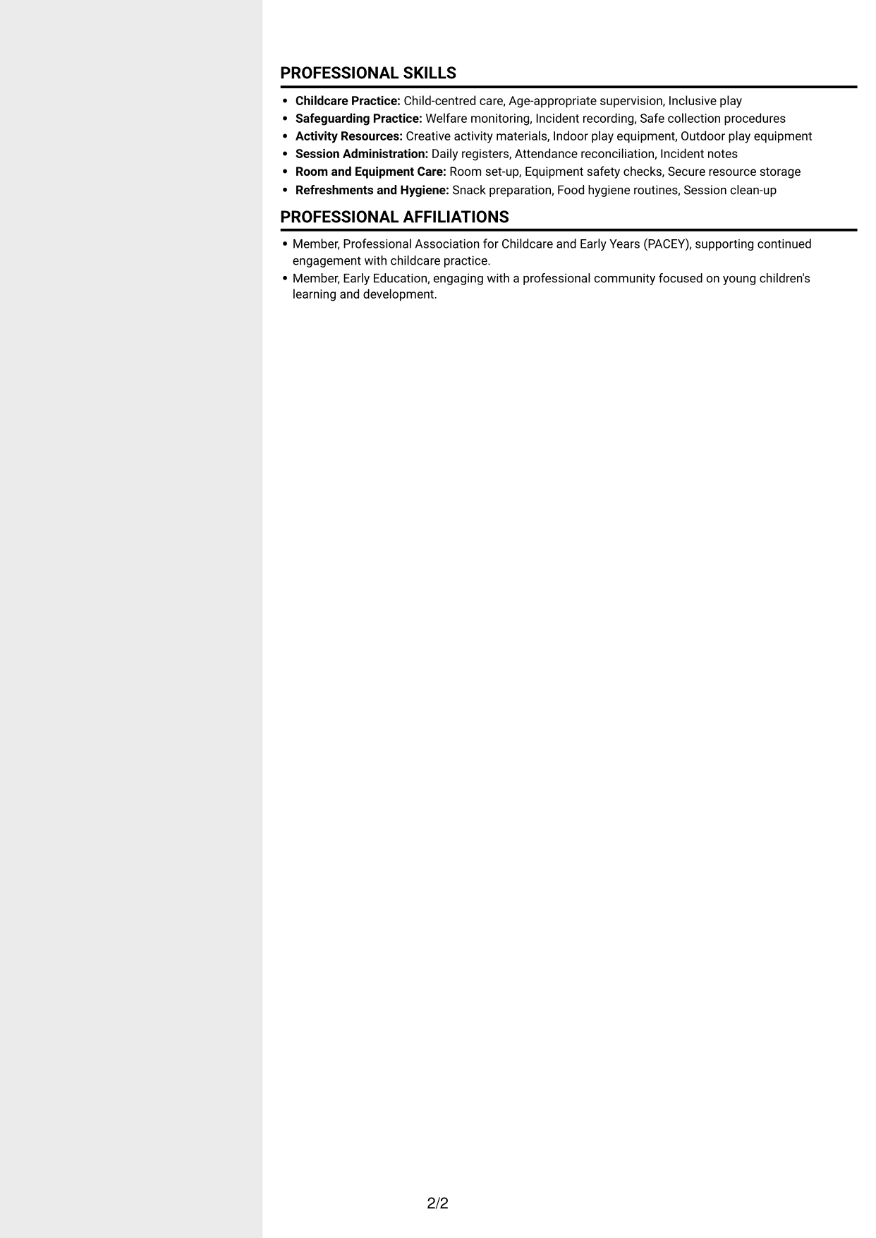 CV example — page 2