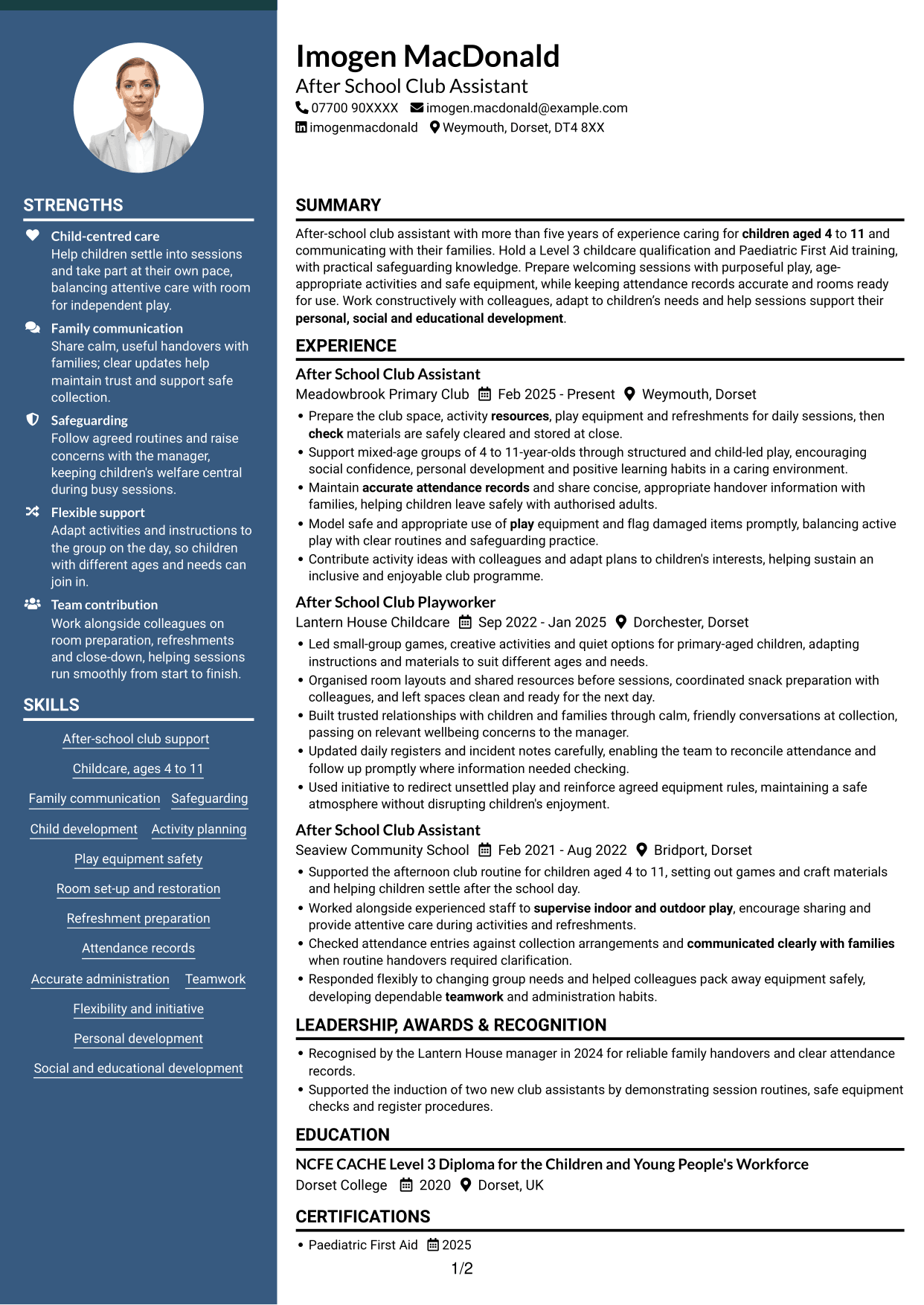 CV example — page 1