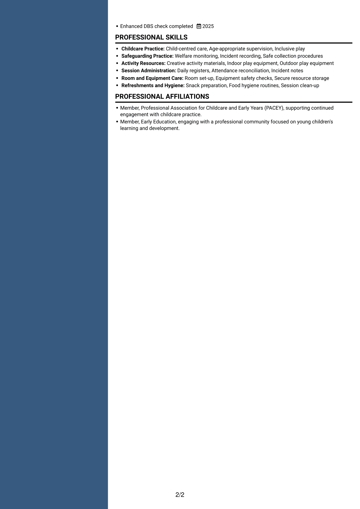 CV example — page 2