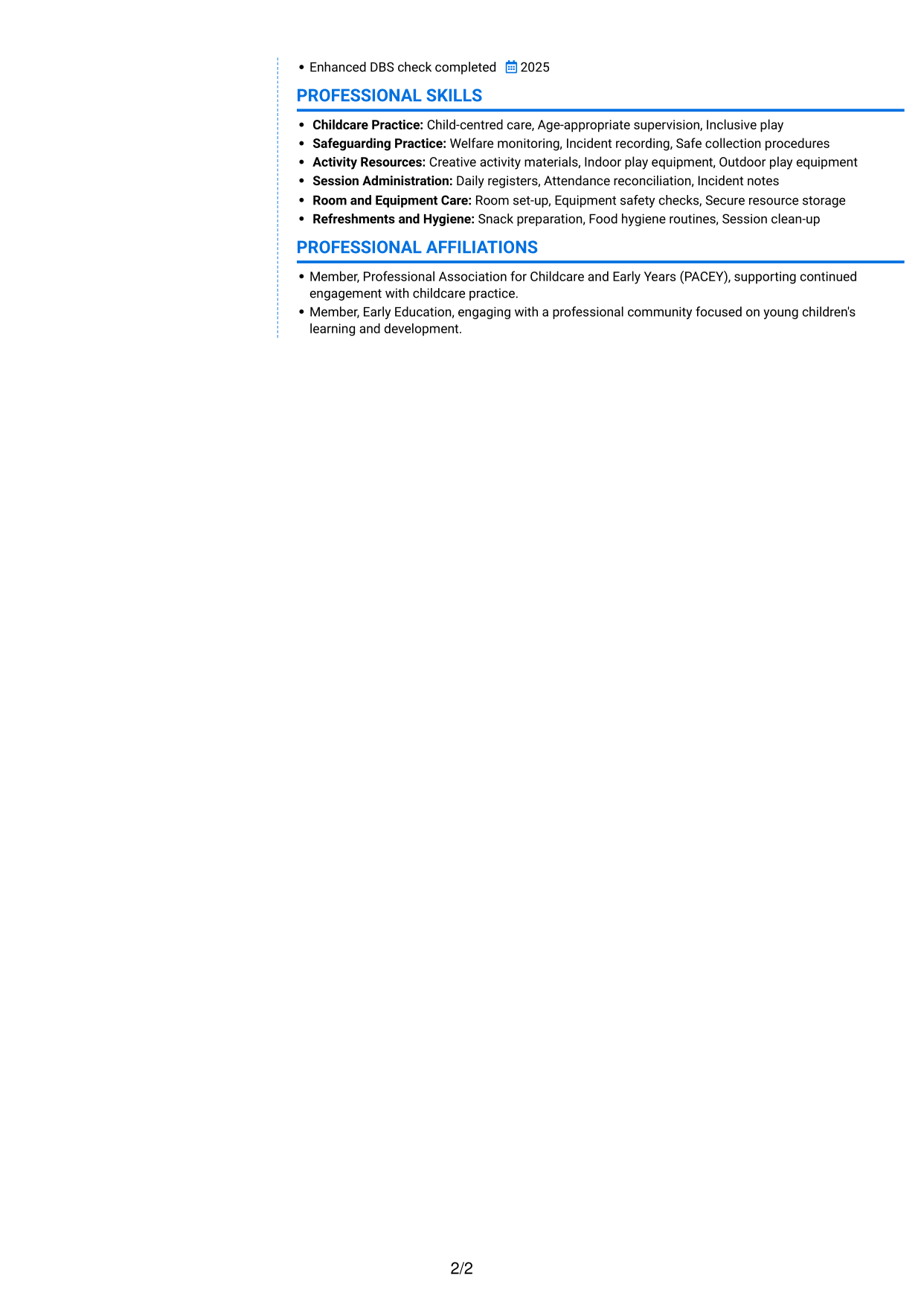 CV example — page 2