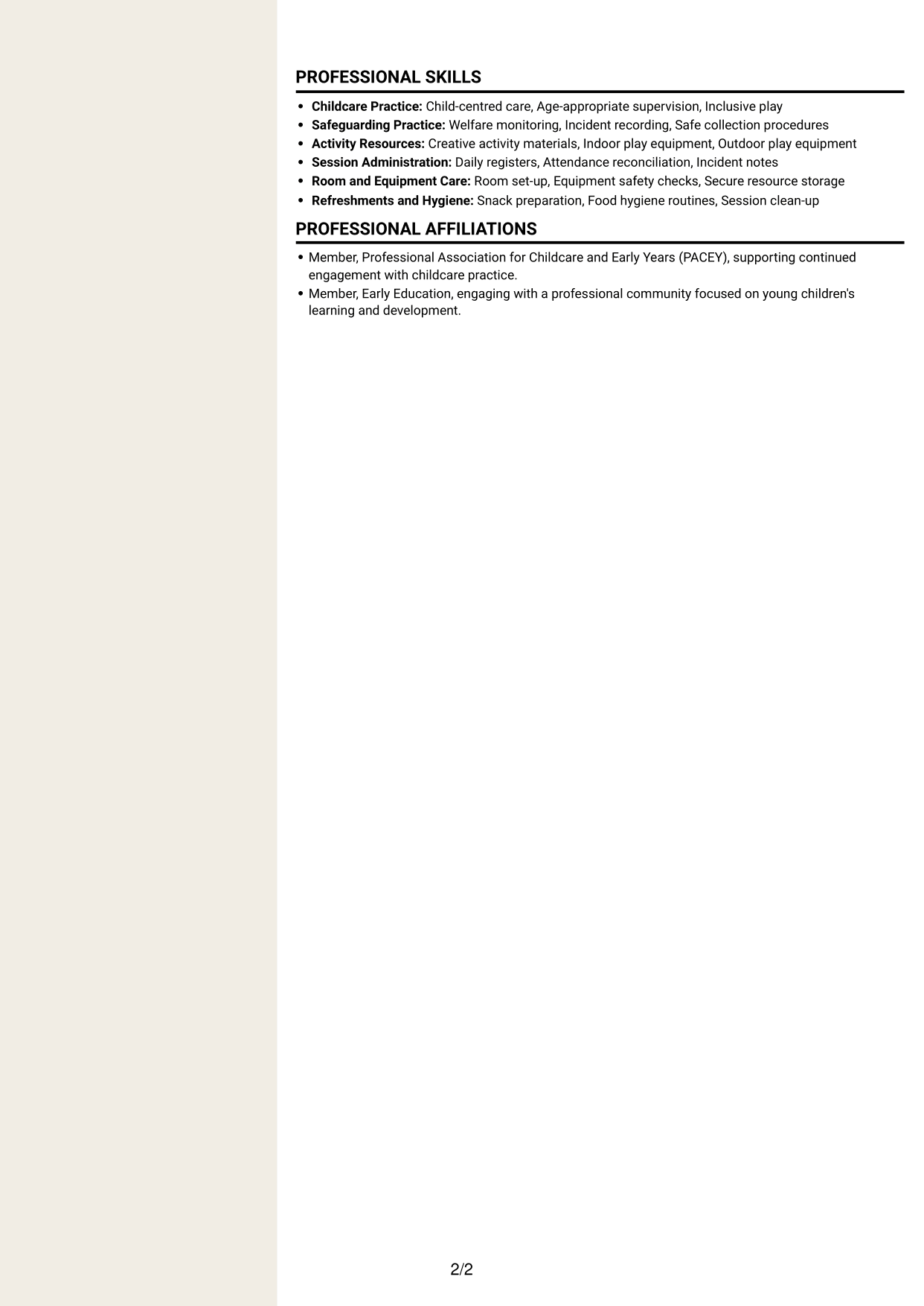 CV example — page 2