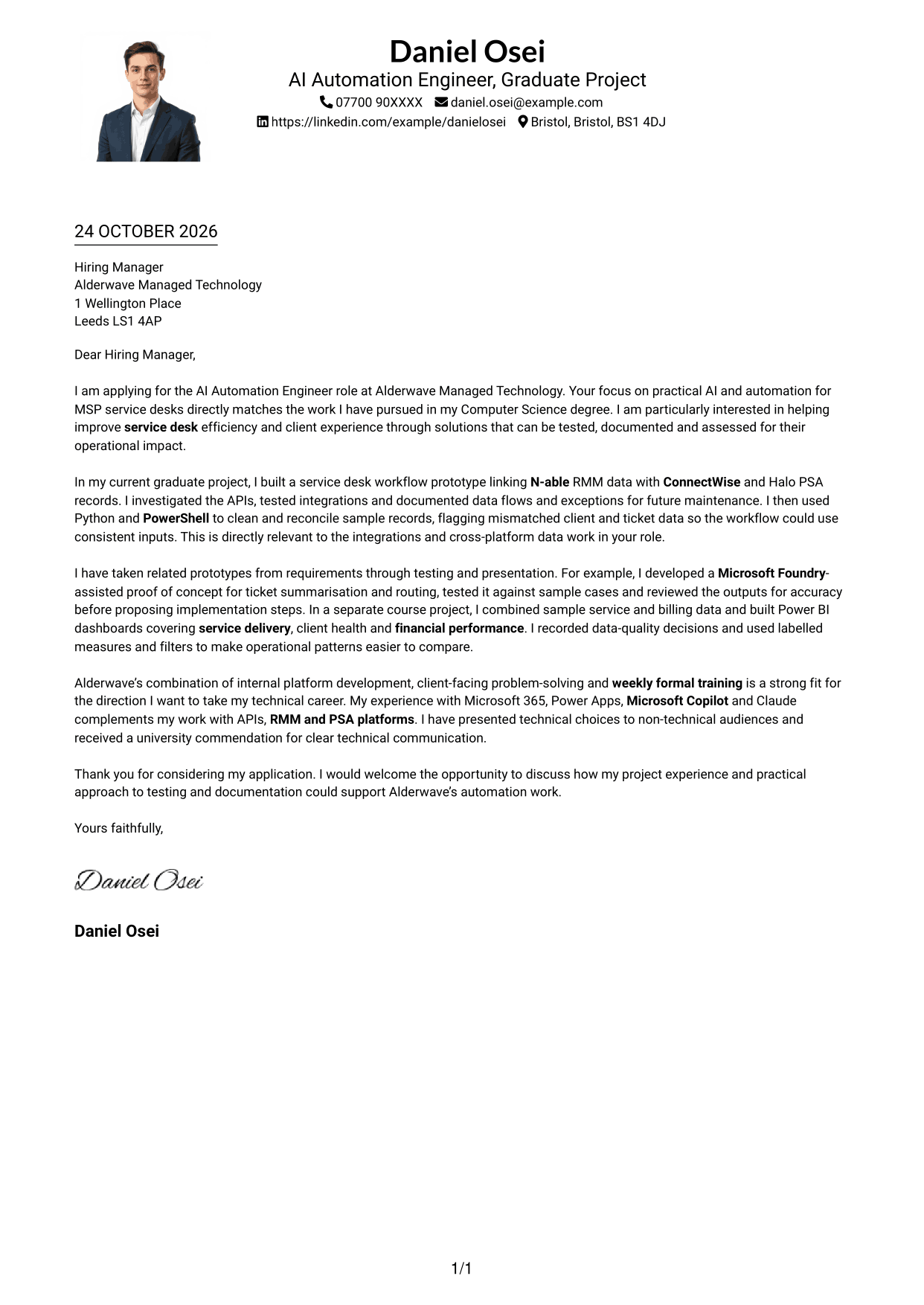 Cover letter example — page 1