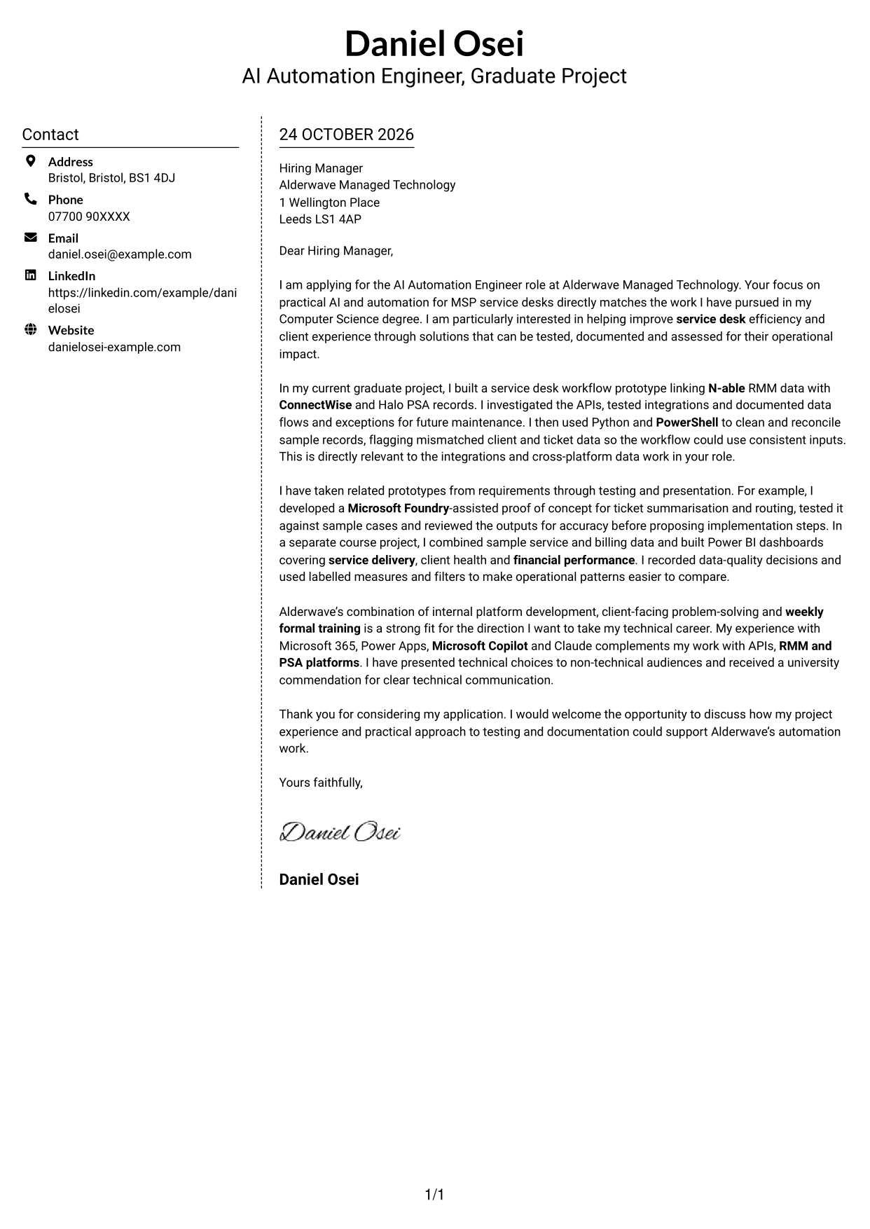 Cover letter example — page 1