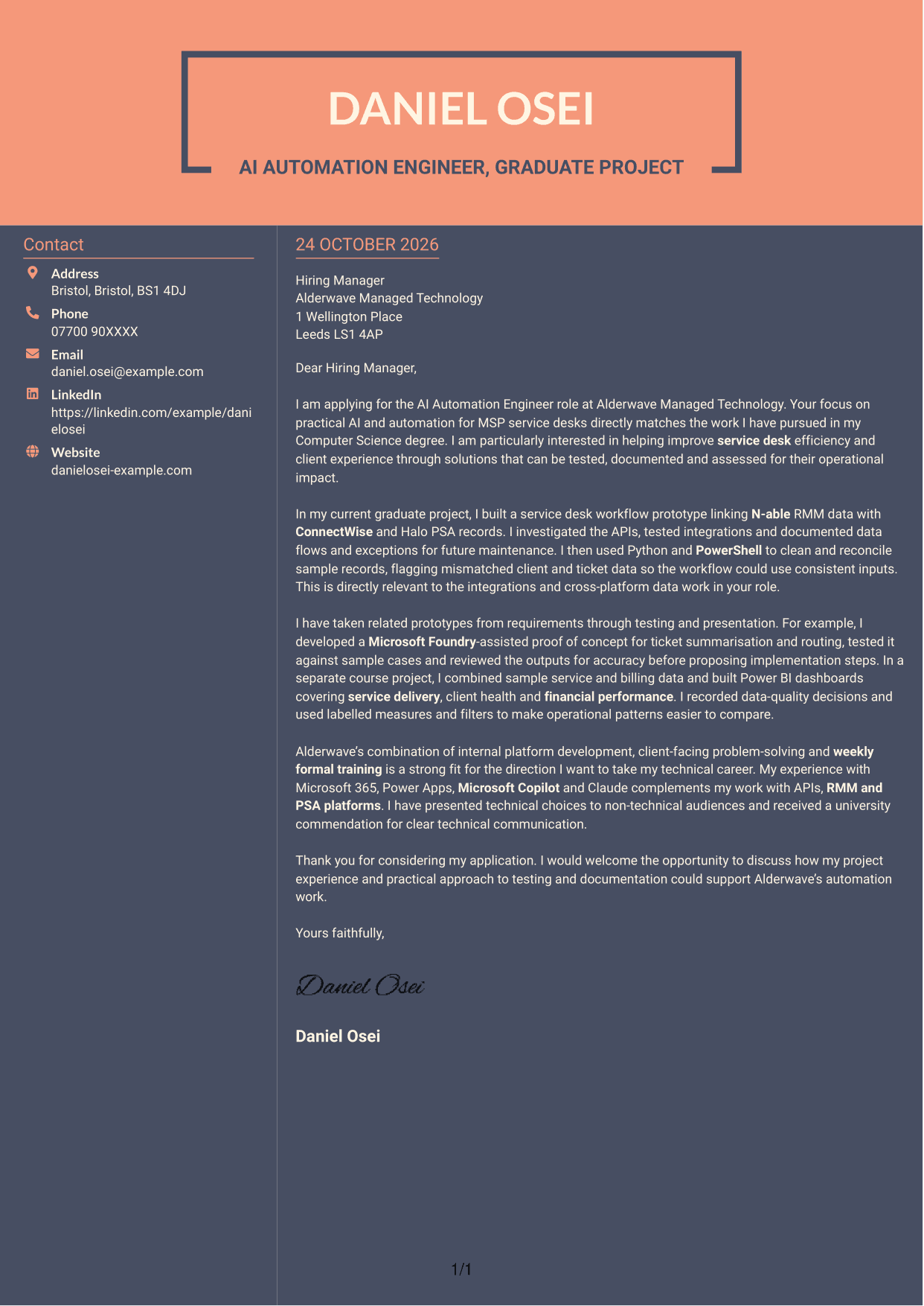 Cover letter example — page 1