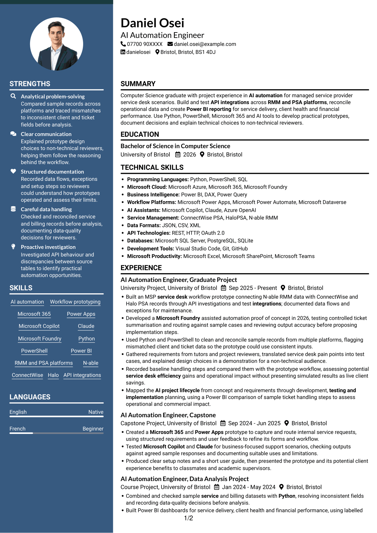 CV example — page 1