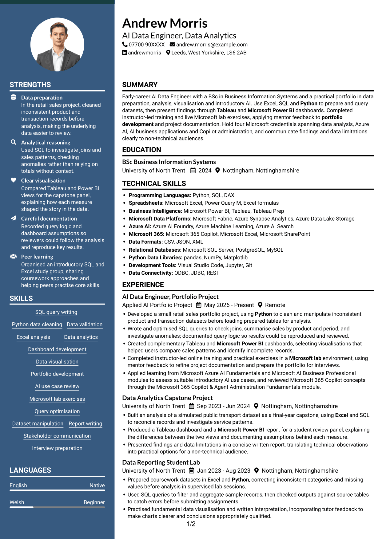 CV example — page 1