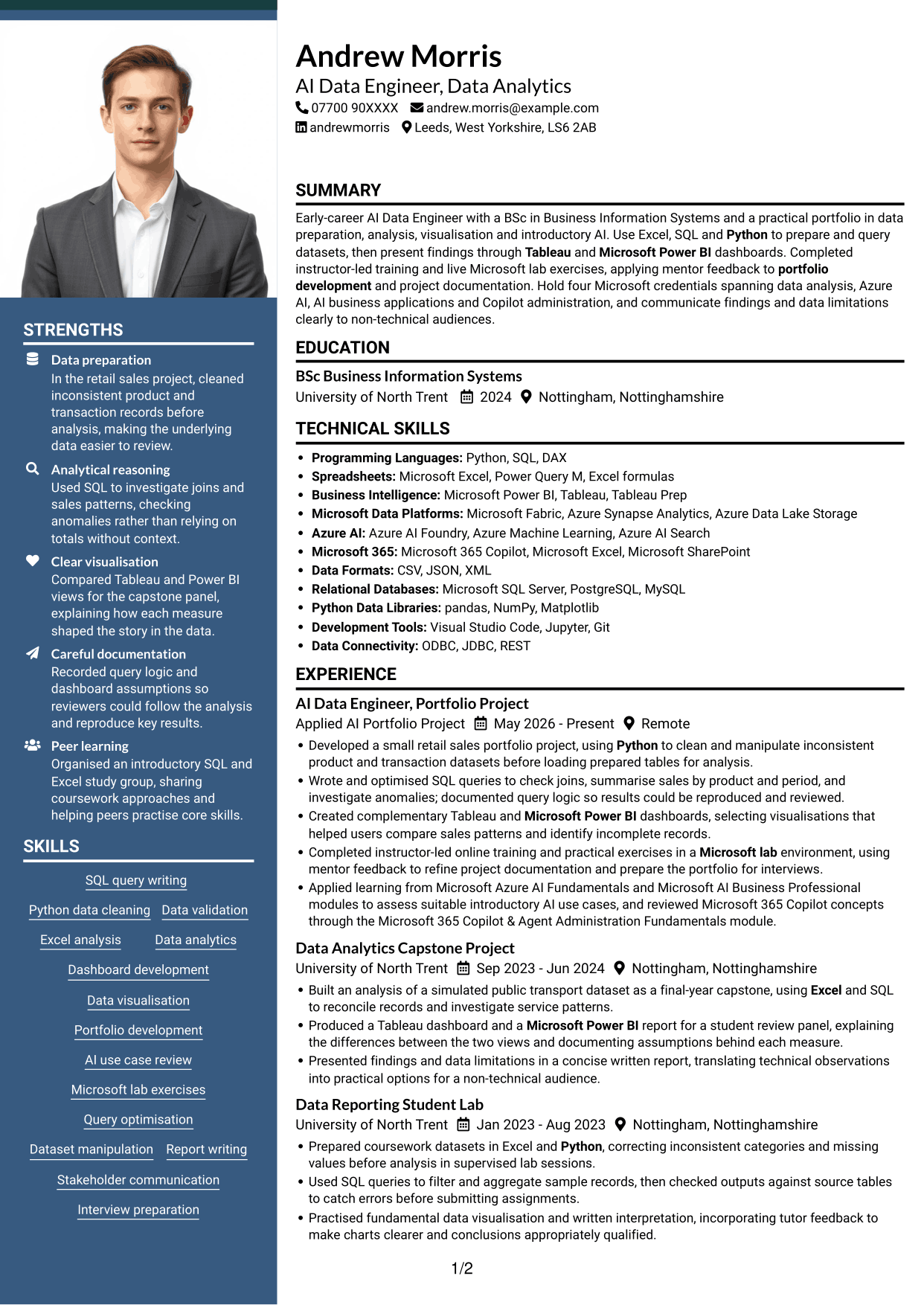 CV example — page 1