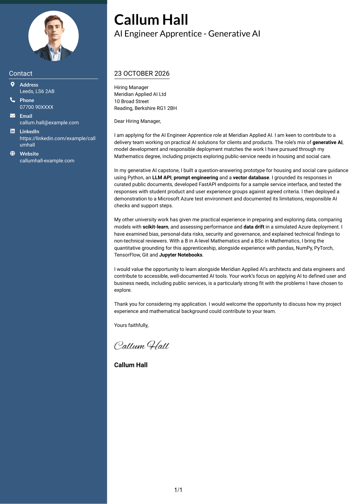 Cover letter example — page 1