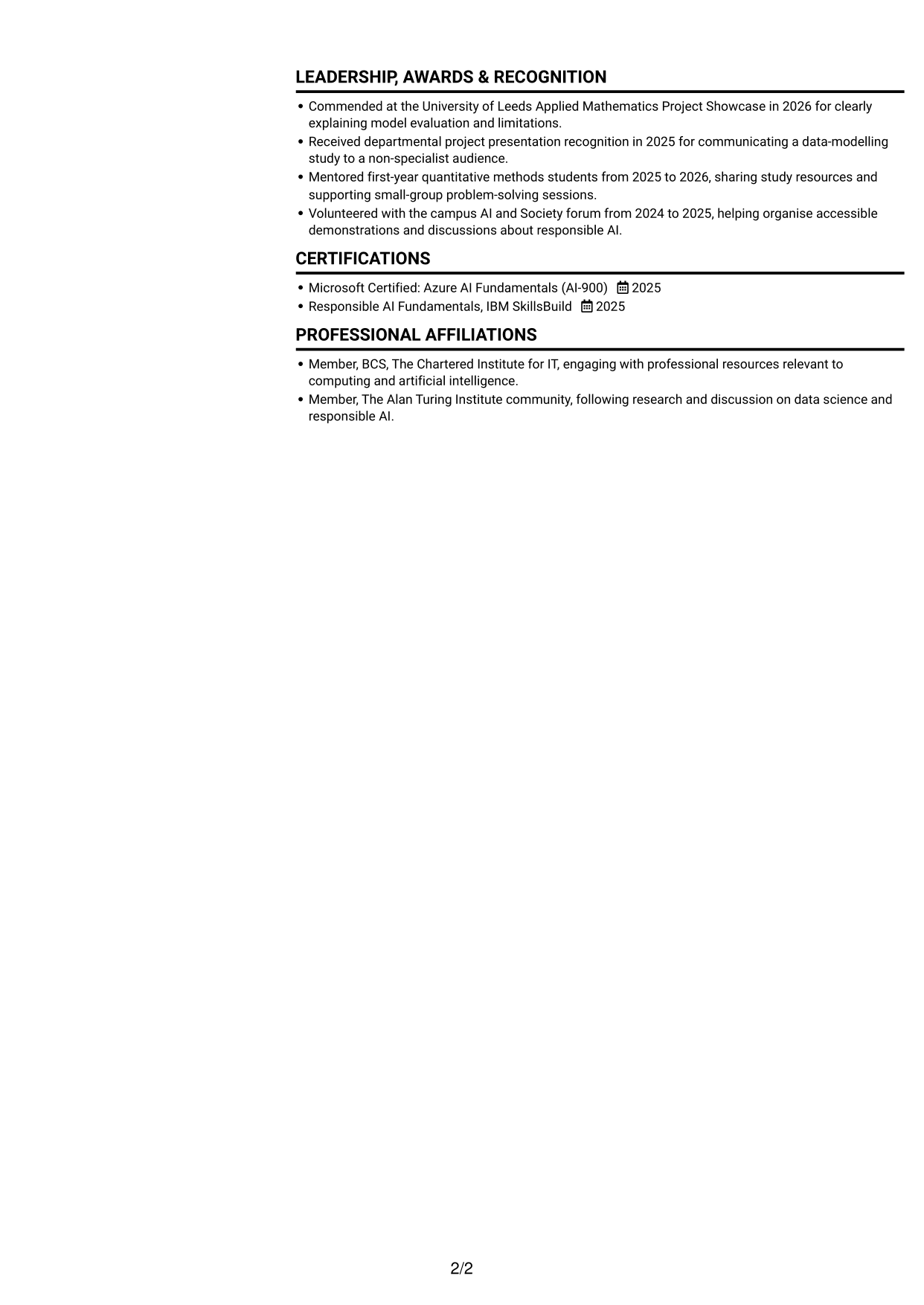 CV example — page 2