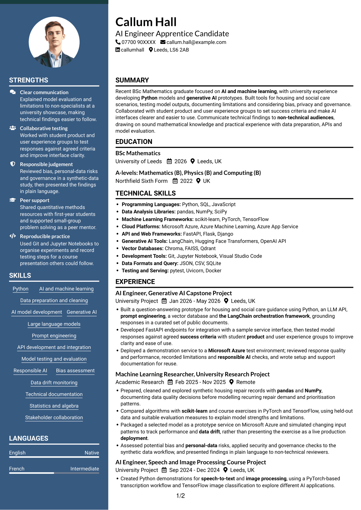 CV example — page 1