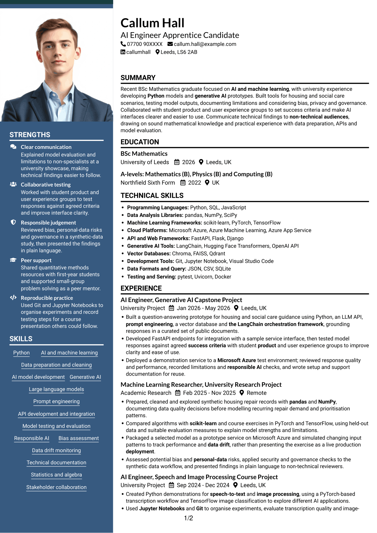 CV example — page 1