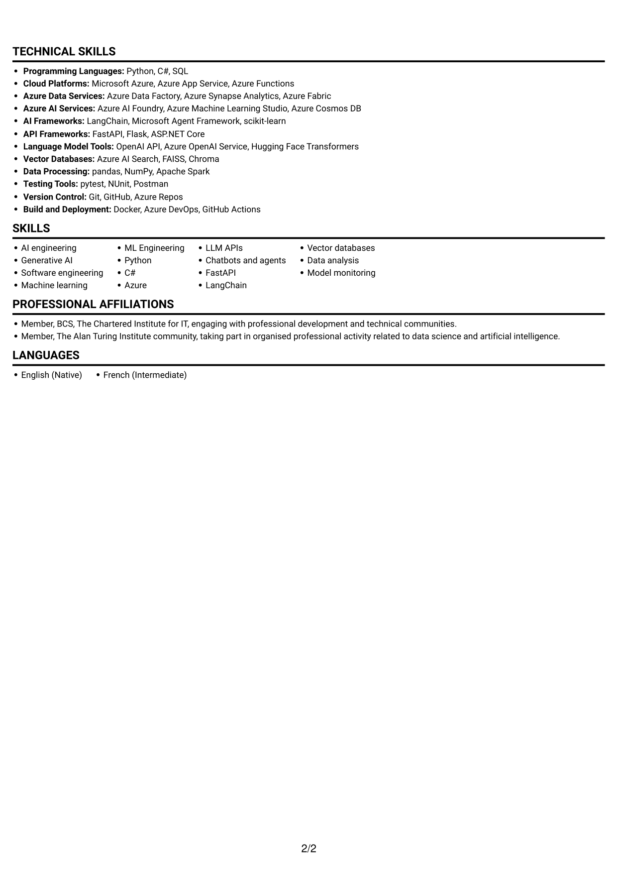 CV example — page 2