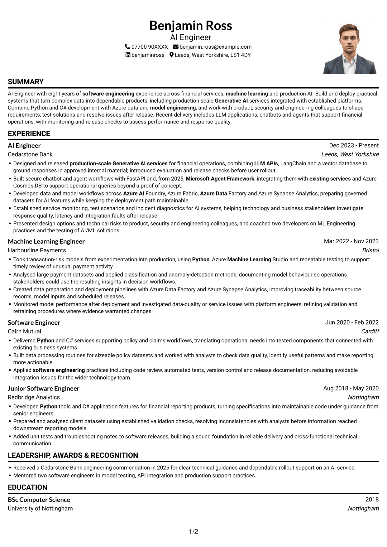 CV example — page 1