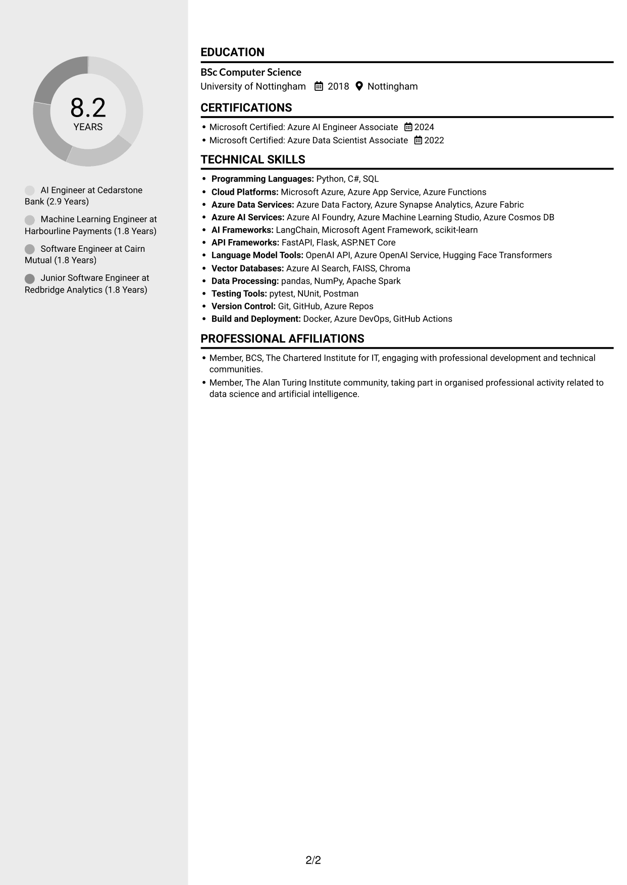 CV example — page 2
