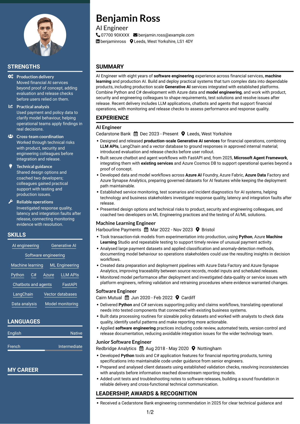 CV example — page 1