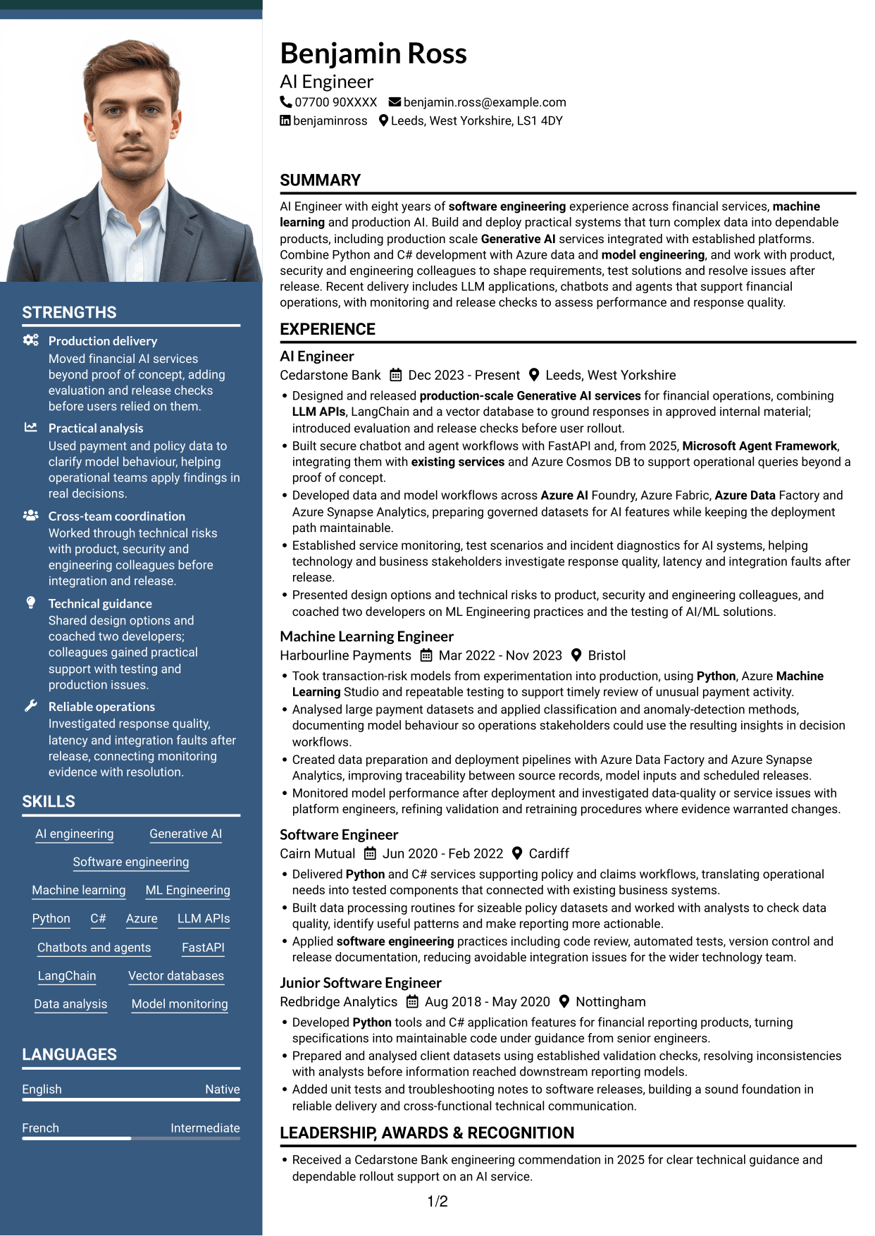CV example — page 1
