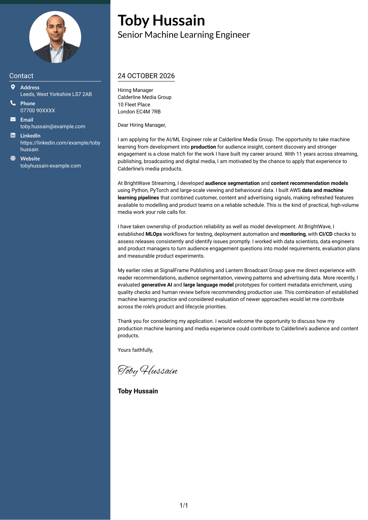 Cover letter example — page 1