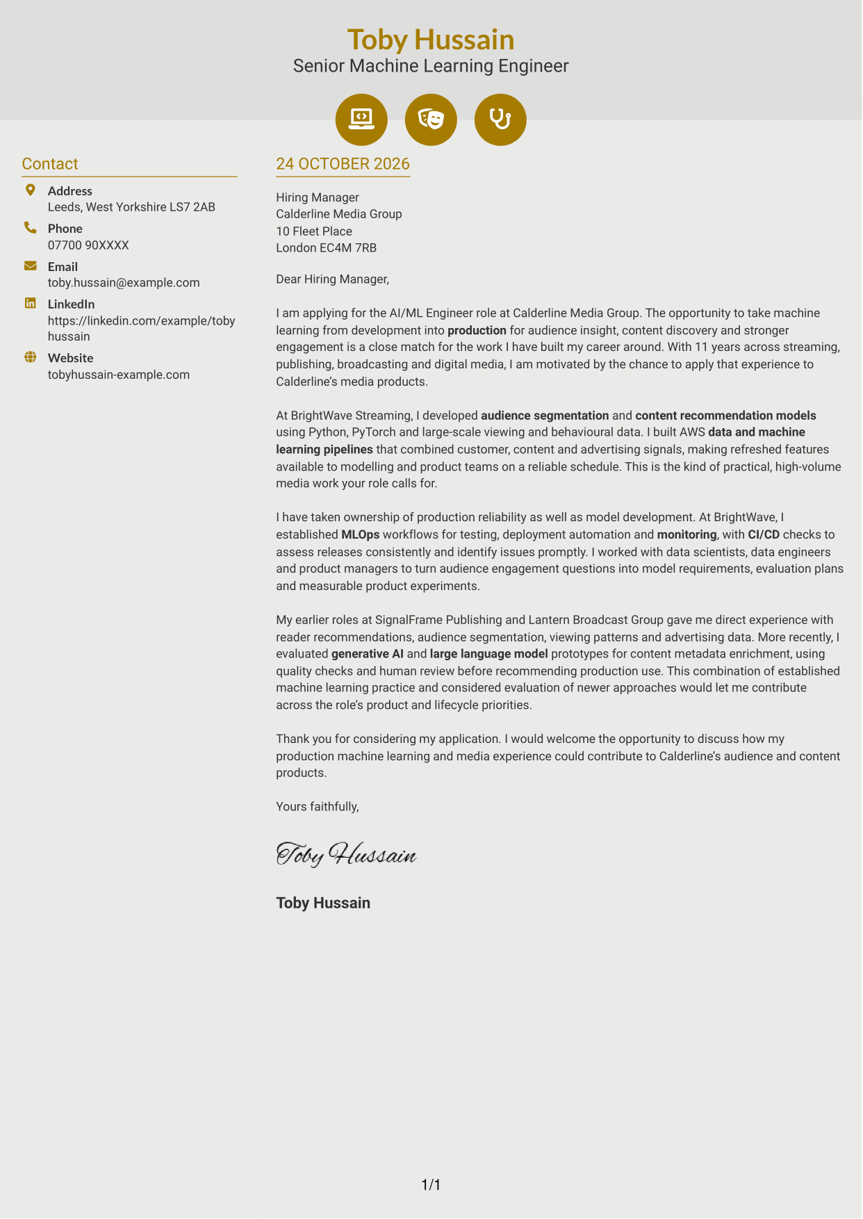 Cover letter example — page 1