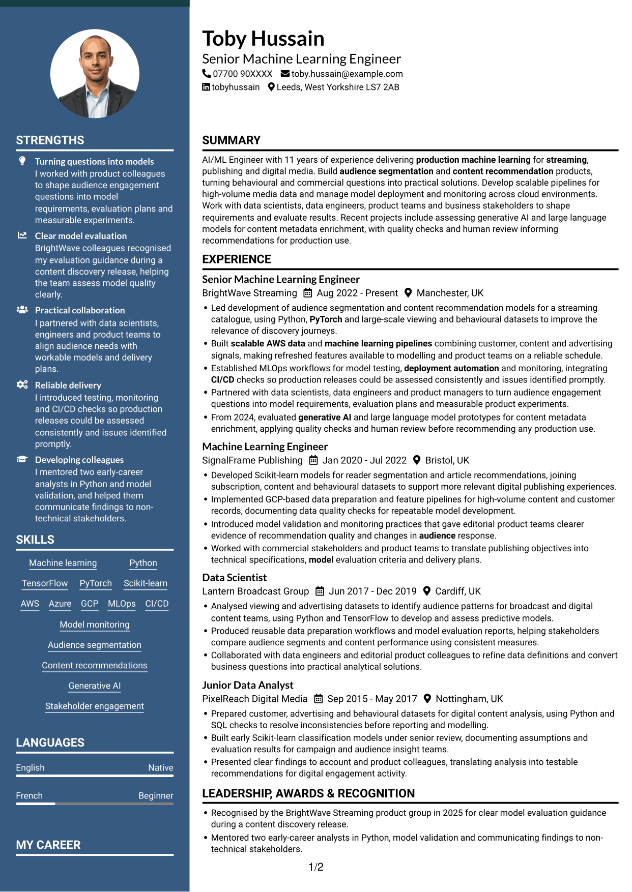 CV example — page 1