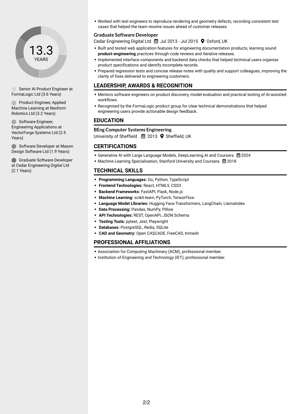 CV example — page 2