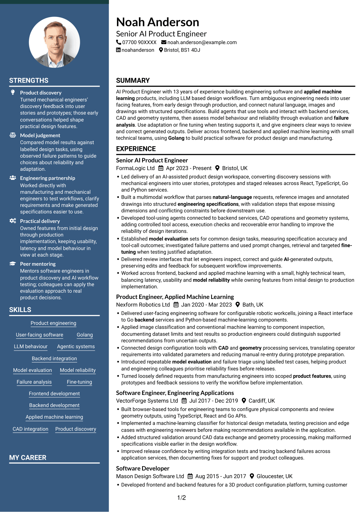 CV example — page 1