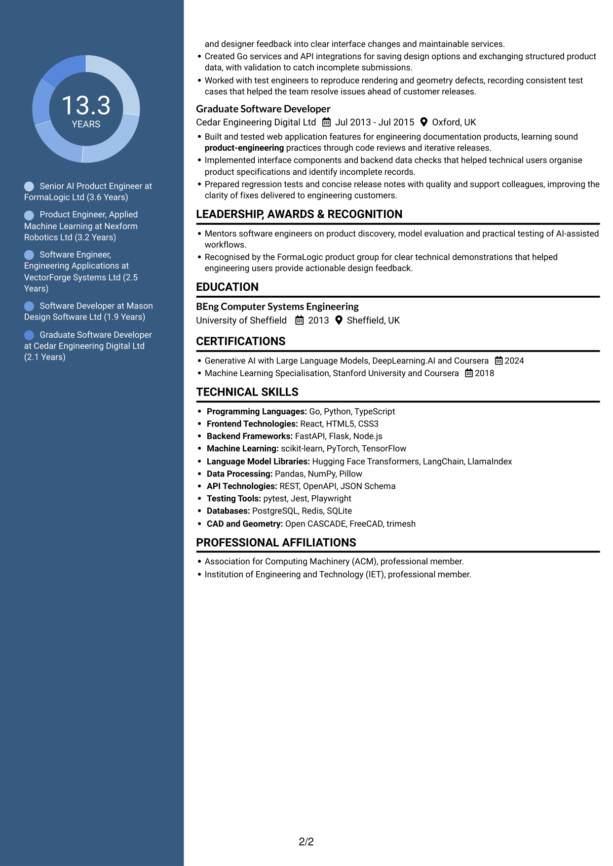 CV example — page 2