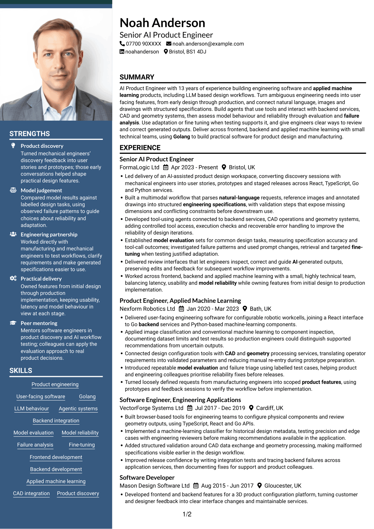 CV example — page 1