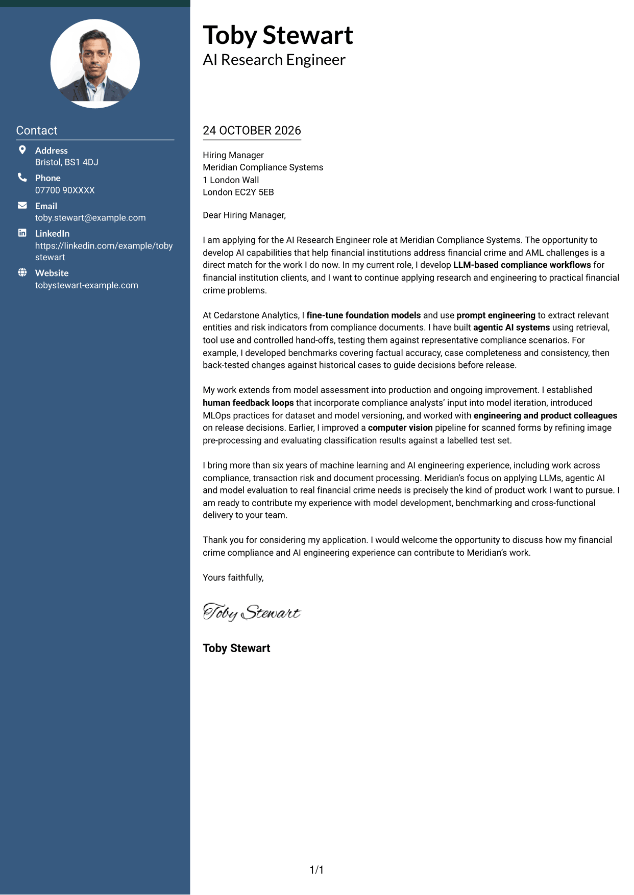 Cover letter example — page 1