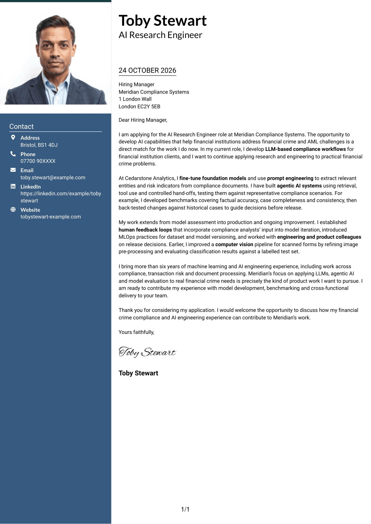 Cover letter example — page 1