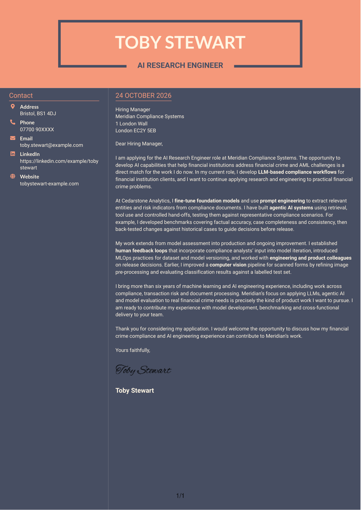Cover letter example — page 1