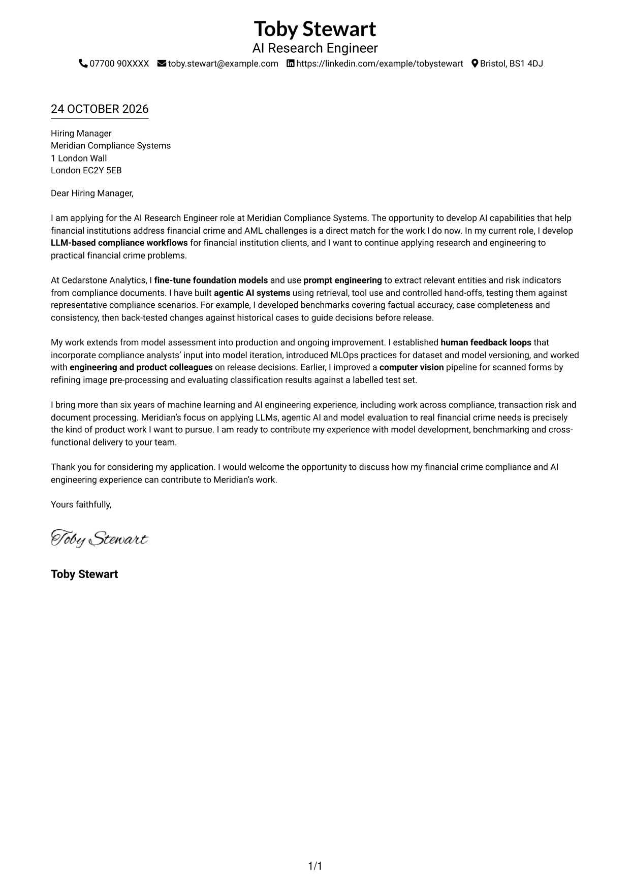 Cover letter example — page 1