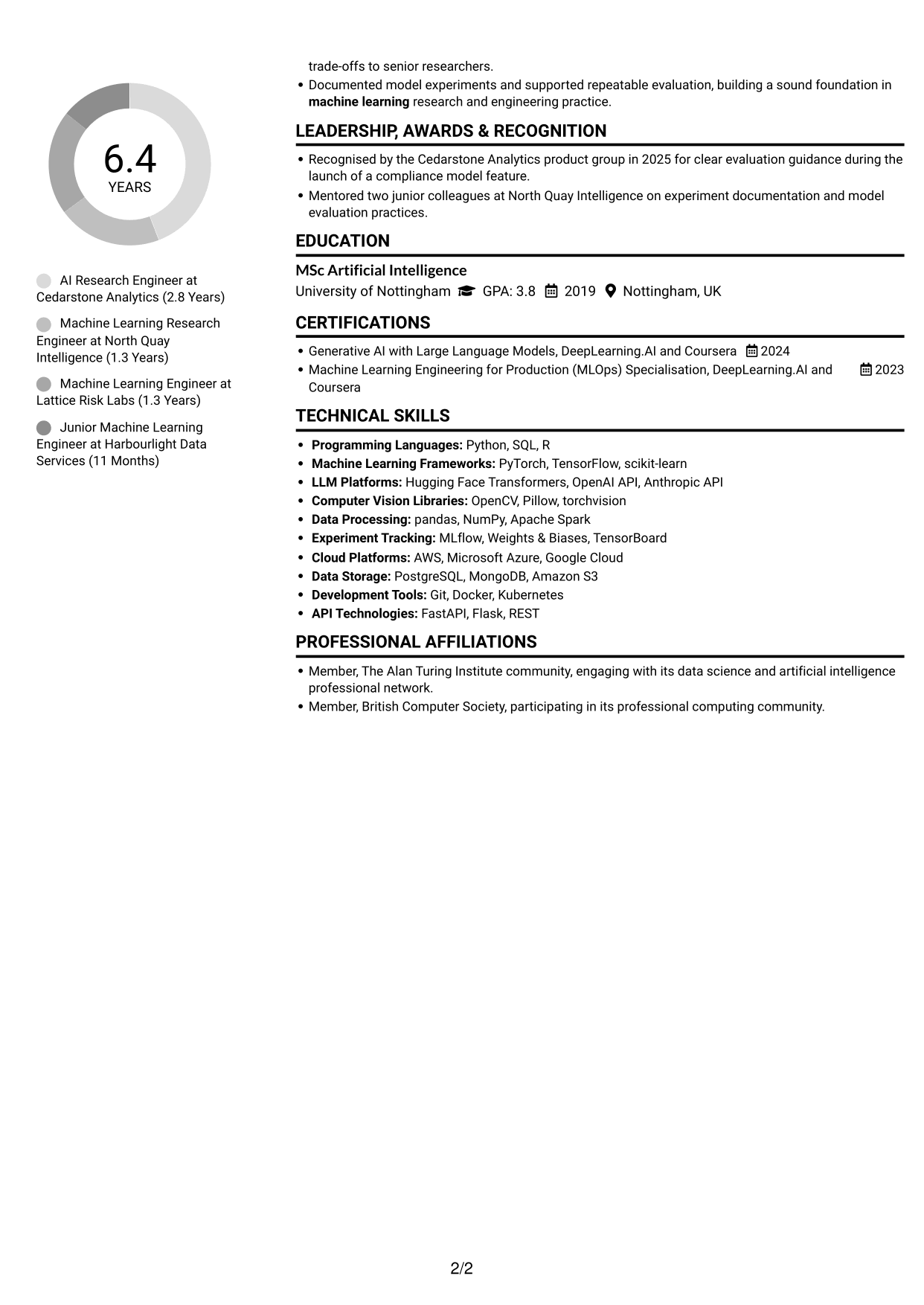 CV example — page 2