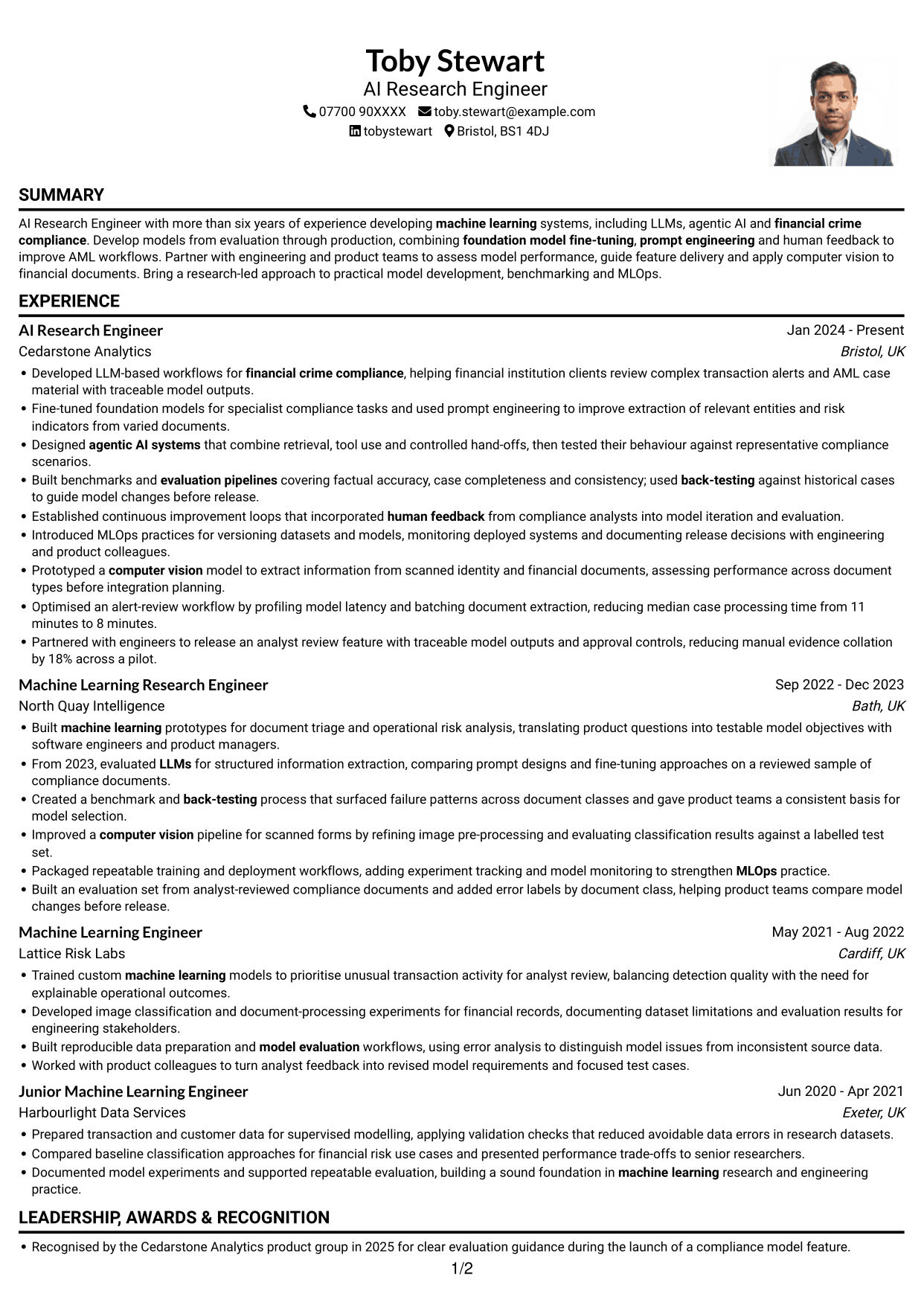 CV example — page 1